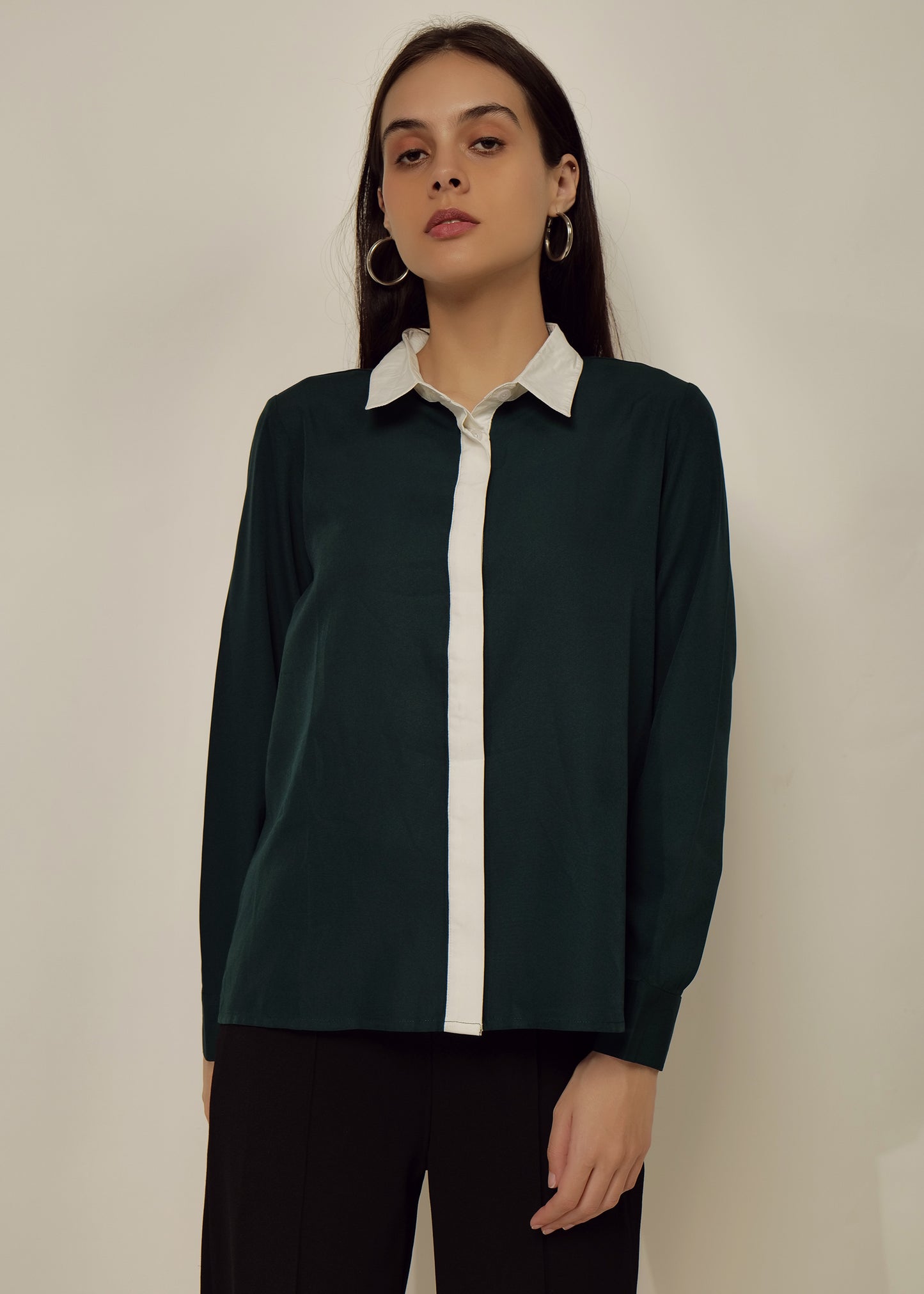 Full Sleeve Shirt with Contrast Collar