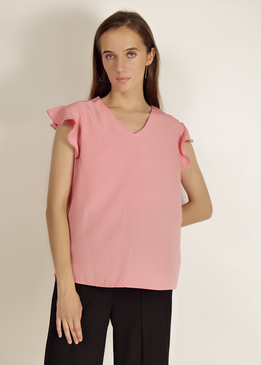 Saava Coral Pink Cap Sleeve Top