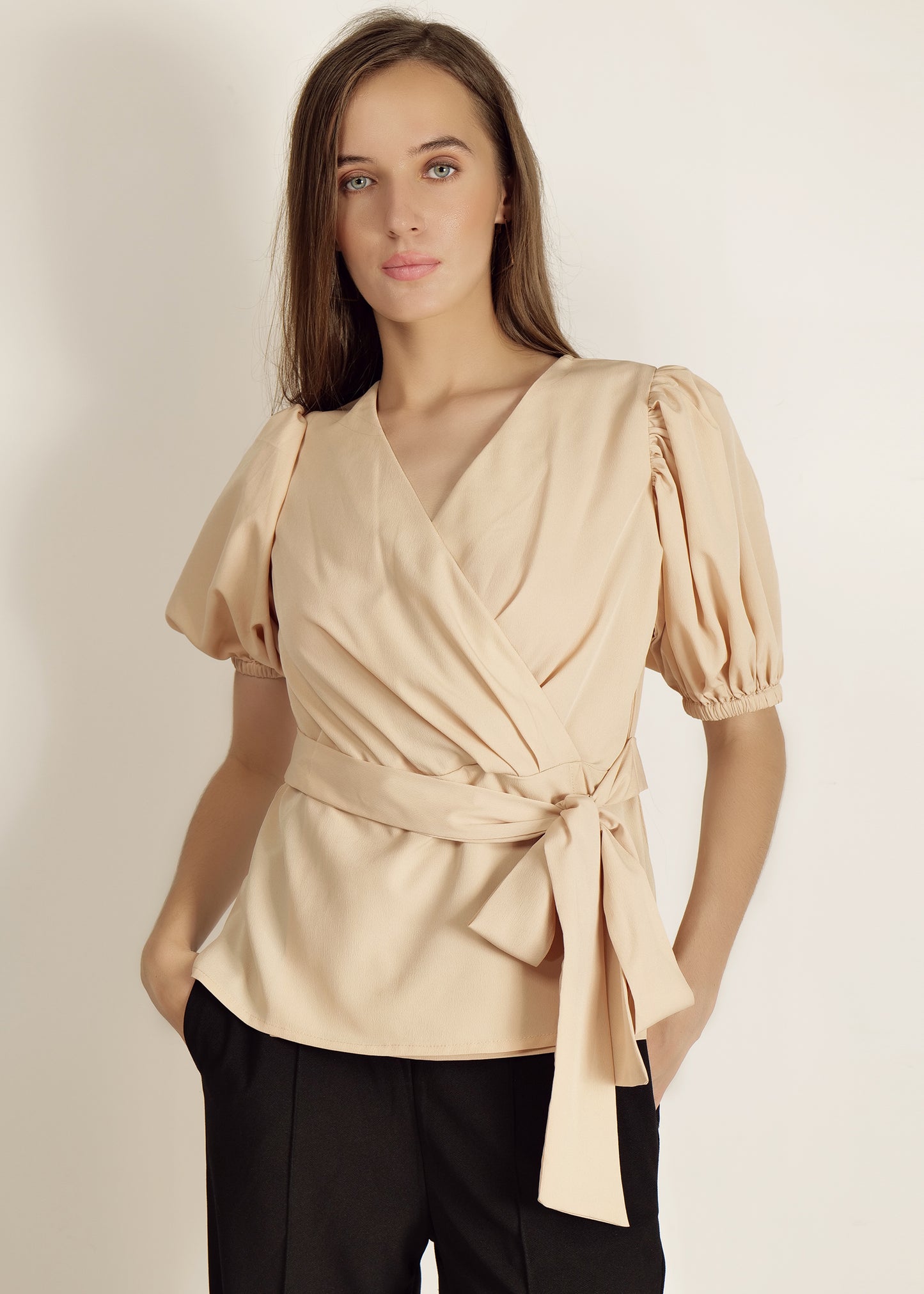 Saava Beige Puff Sleeve Top