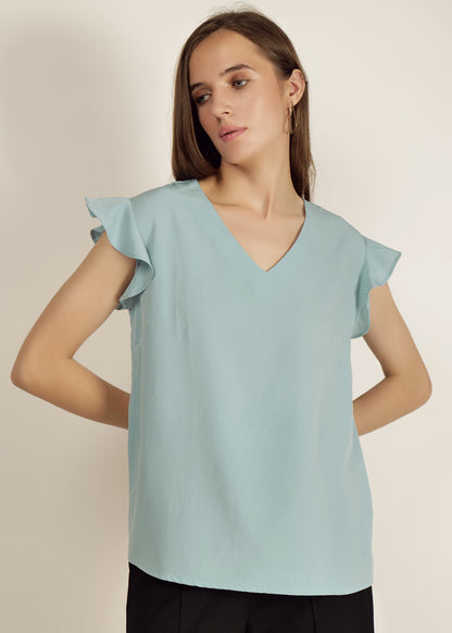 Saava V-Neck Cap Sleeve Top