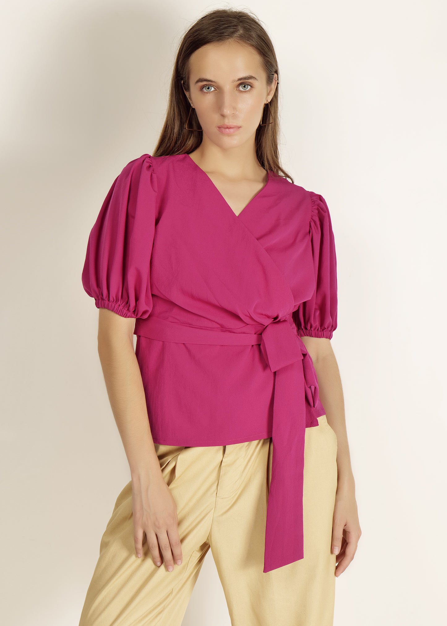 Saava Purple Puff Sleeve Top