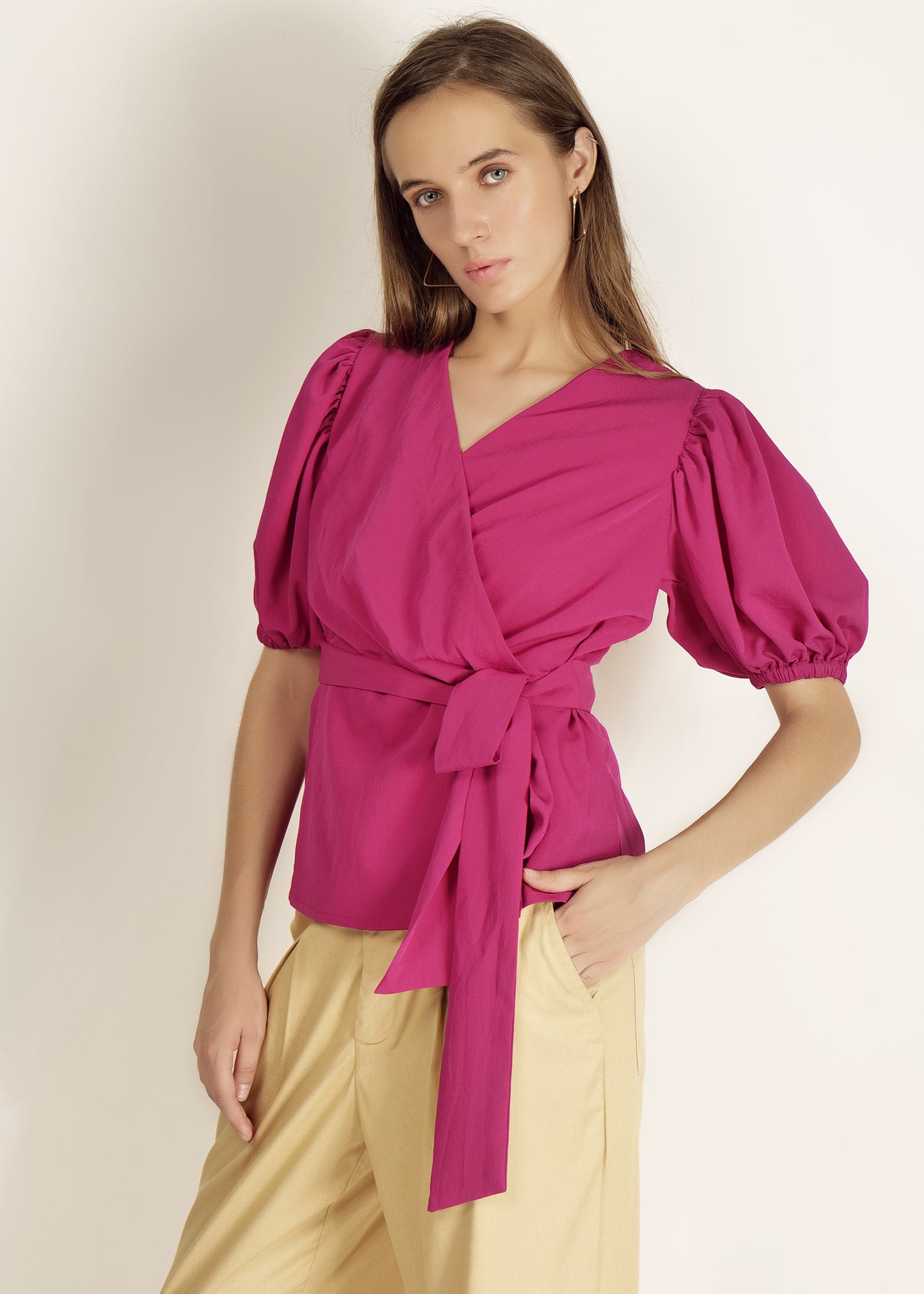 Saava Purple Puff Sleeve Top