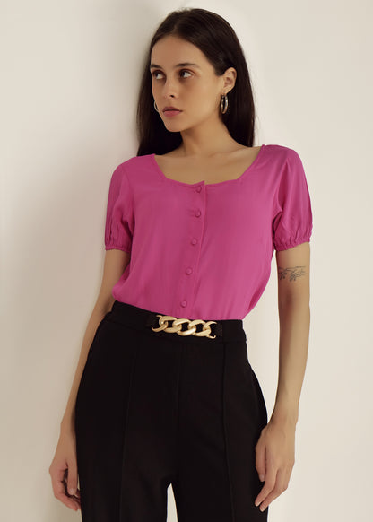 Crop Top casual/part young girl Lilac Short Sleeve top        polyester crepe