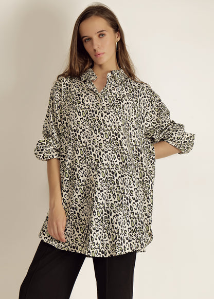 Saava Oversized Leopard Print Shirt