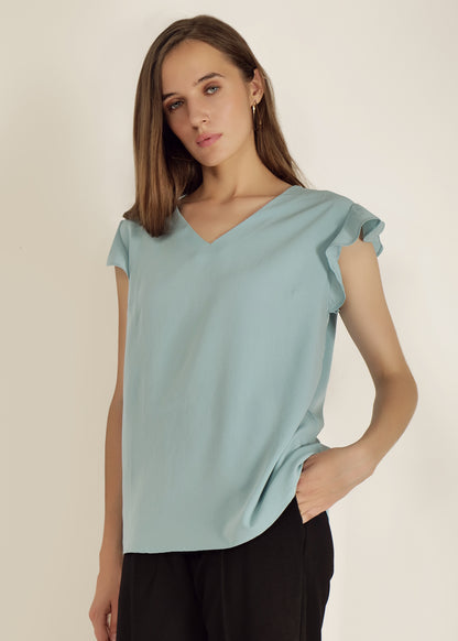 Saava V-Neck Cap Sleeve Top