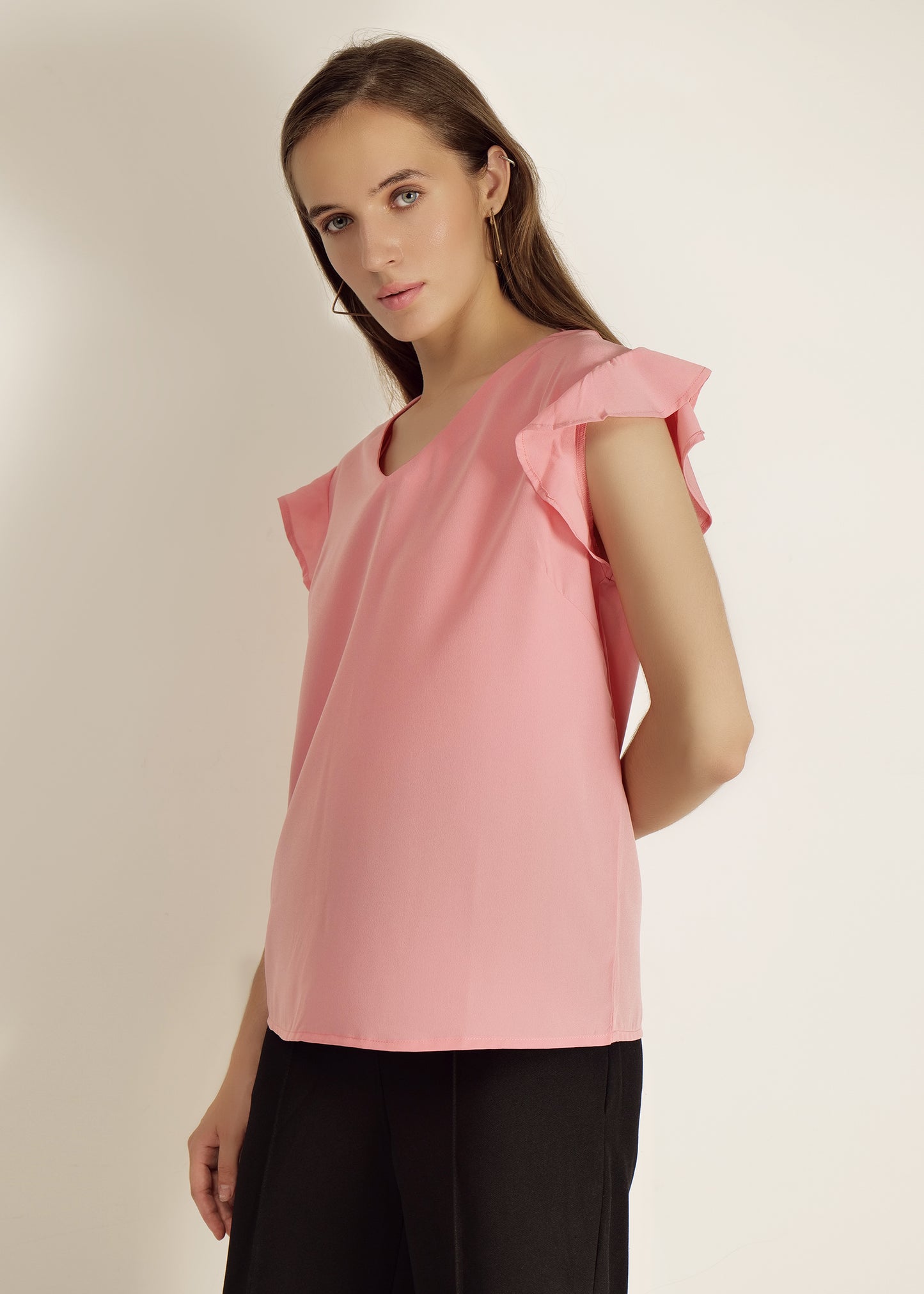 Saava Coral Pink Cap Sleeve Top