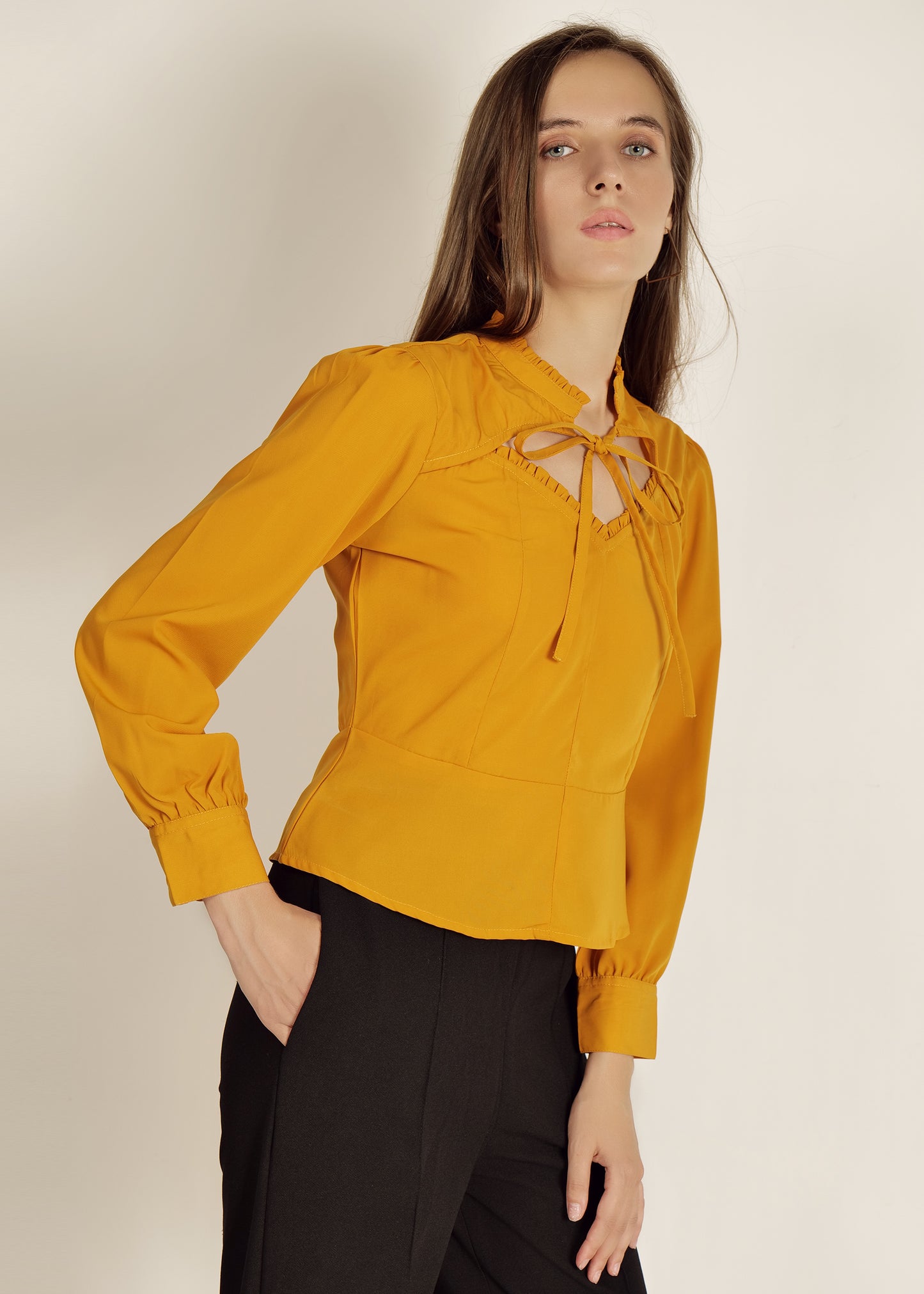 Saava Full Sleeve Mustard Yellow Top