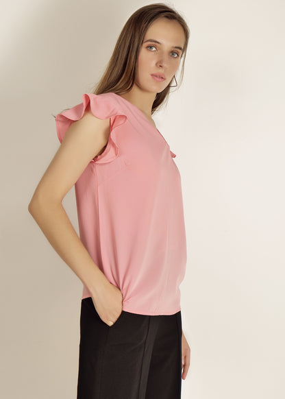 Saava Coral Pink Cap Sleeve Top