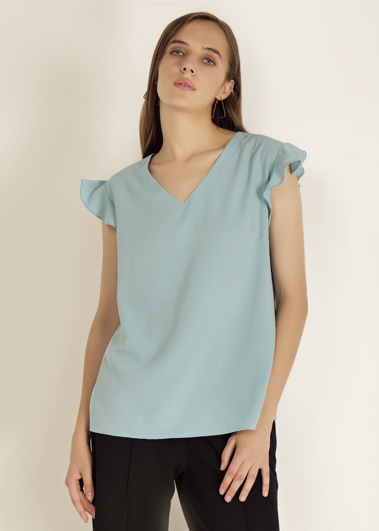 Saava V-Neck Cap Sleeve Top