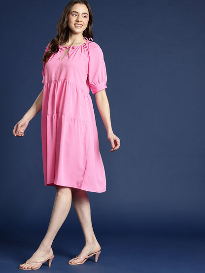 Women Pink Flair Dress