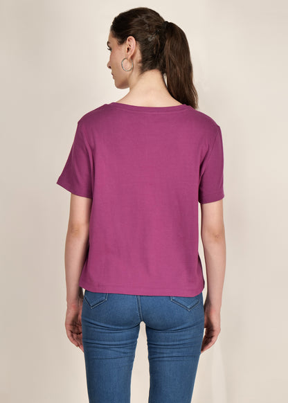 Casual wear for Women / Girls Short Sleeve Solid Purple Cotton Poly