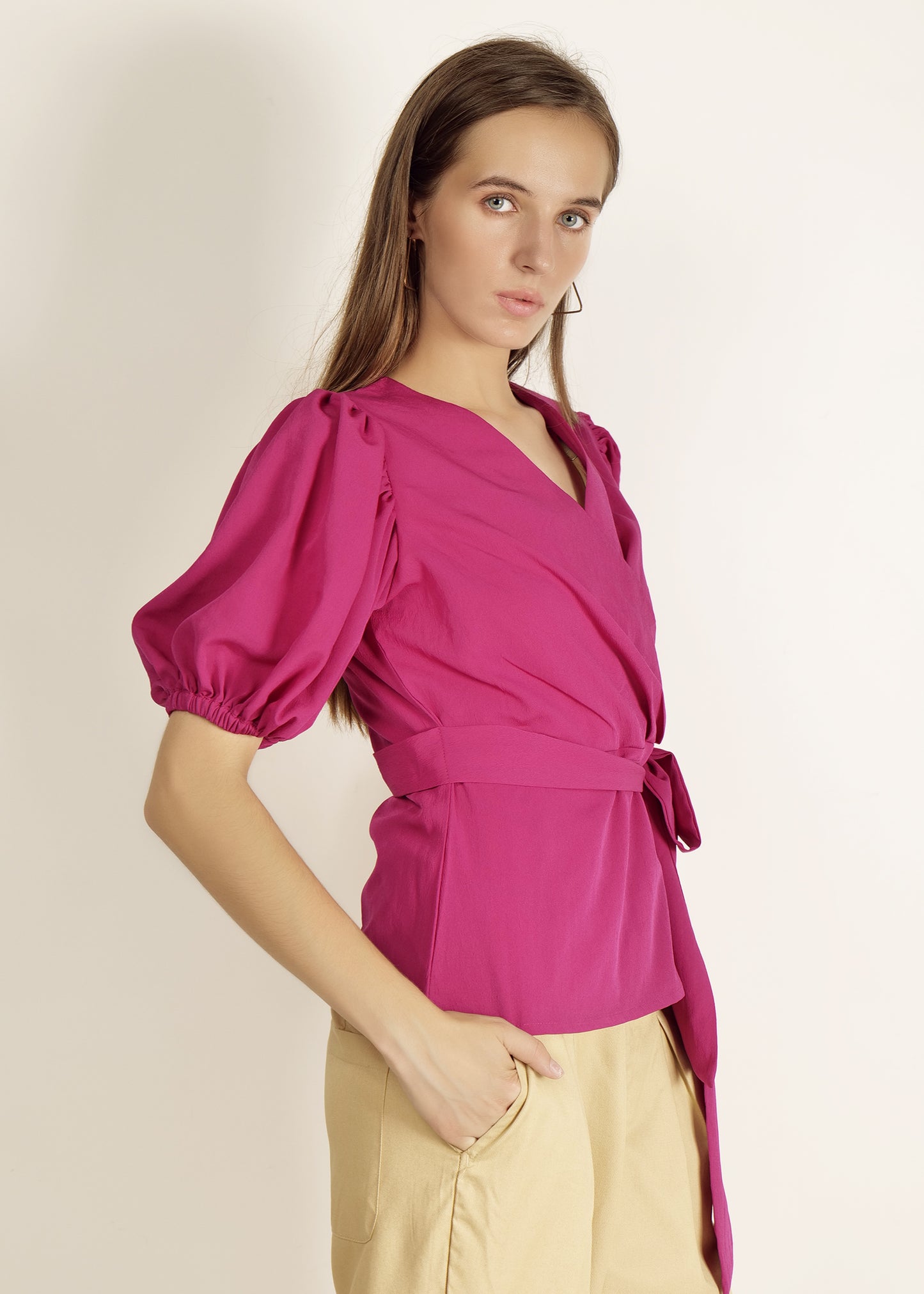 Saava Purple Puff Sleeve Top