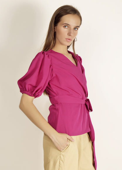 Saava Purple Puff Sleeve Top