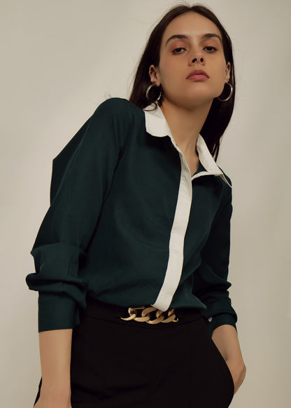 Full Sleeve Shirt with Contrast Collar