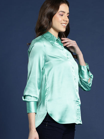 Women's Full Sleeve Satin Shirt