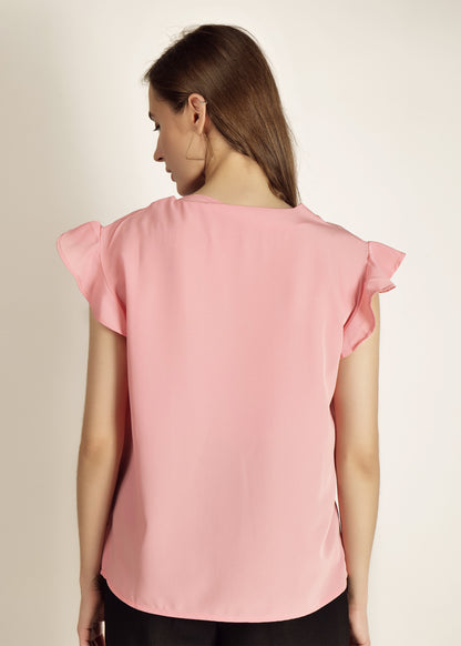 Saava Coral Pink Cap Sleeve Top