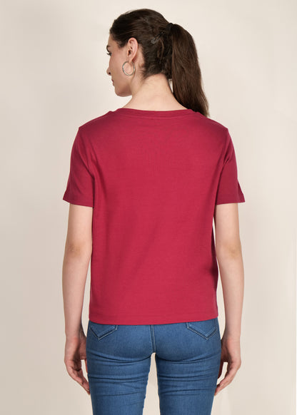 Casual wear for Women / Girls Short Sleeve Solid Maroon Cotton Poly