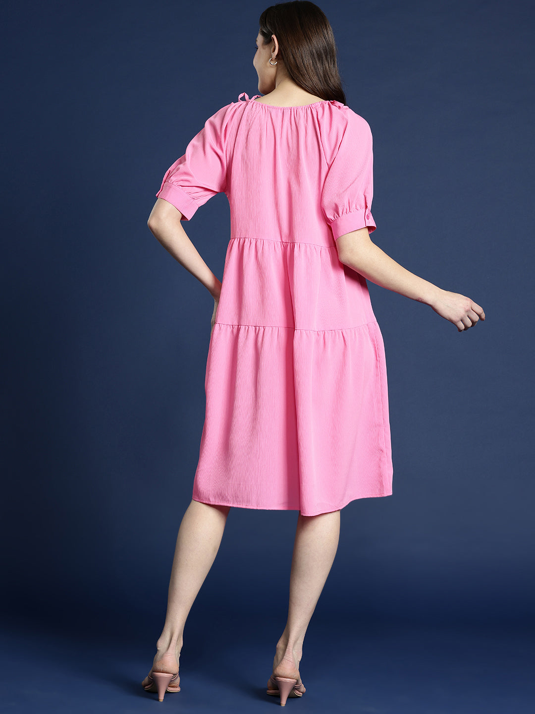 Women Pink Flair Dress