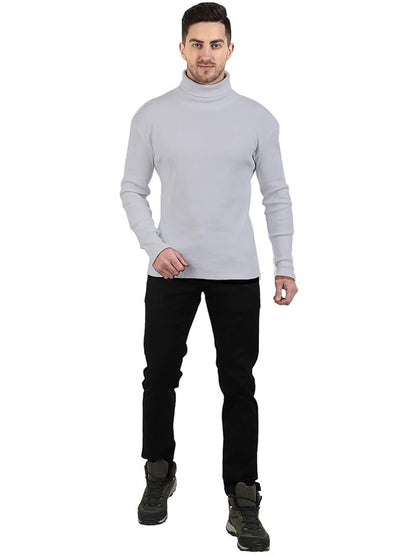 SAAVA Men's Full Sleeve High Neck Ribbed Pullover