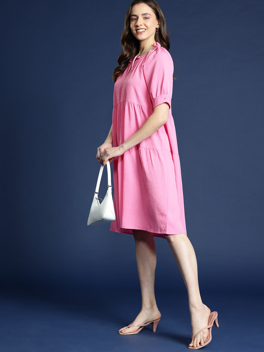 Women Pink Flair Dress