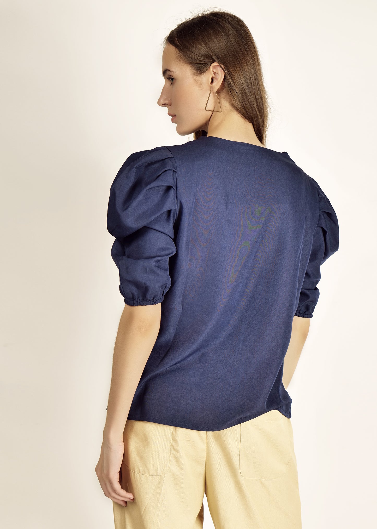 Saava Navy Blue Puff Sleeve Top