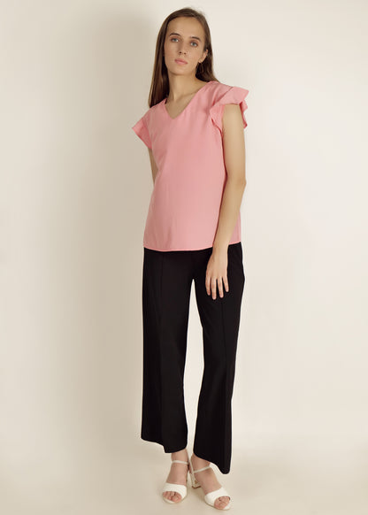 Saava Coral Pink Cap Sleeve Top