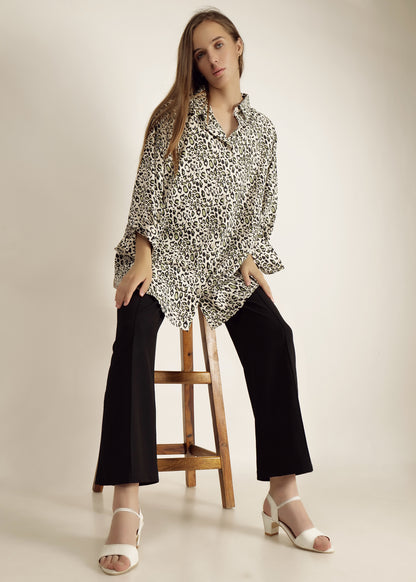 Saava Oversized Leopard Print Shirt