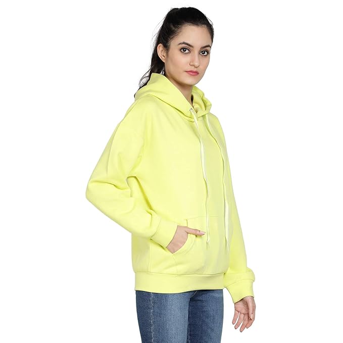 SAAVA Womens's Full sleeve Neon Oversized Hoodie Jacket/Sweatshirt