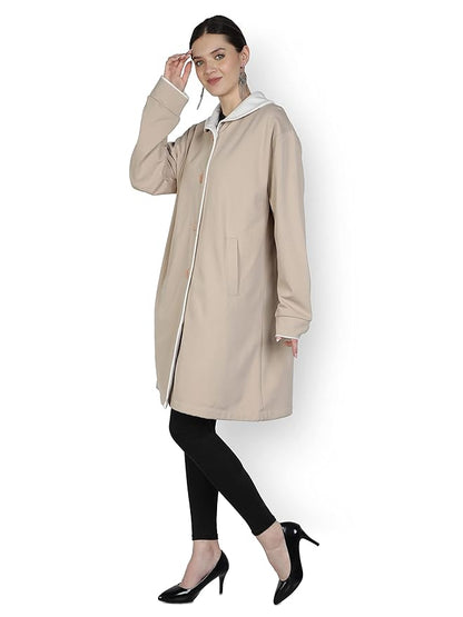 SAAVA Women's Casual Solid Poly Lycra Blend Full Sleeve Collar Stylish Trendy Latest Winter Oversize Long Coat for Girls