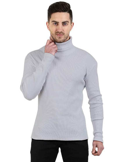 SAAVA Men's Full Sleeve High Neck Ribbed Pullover