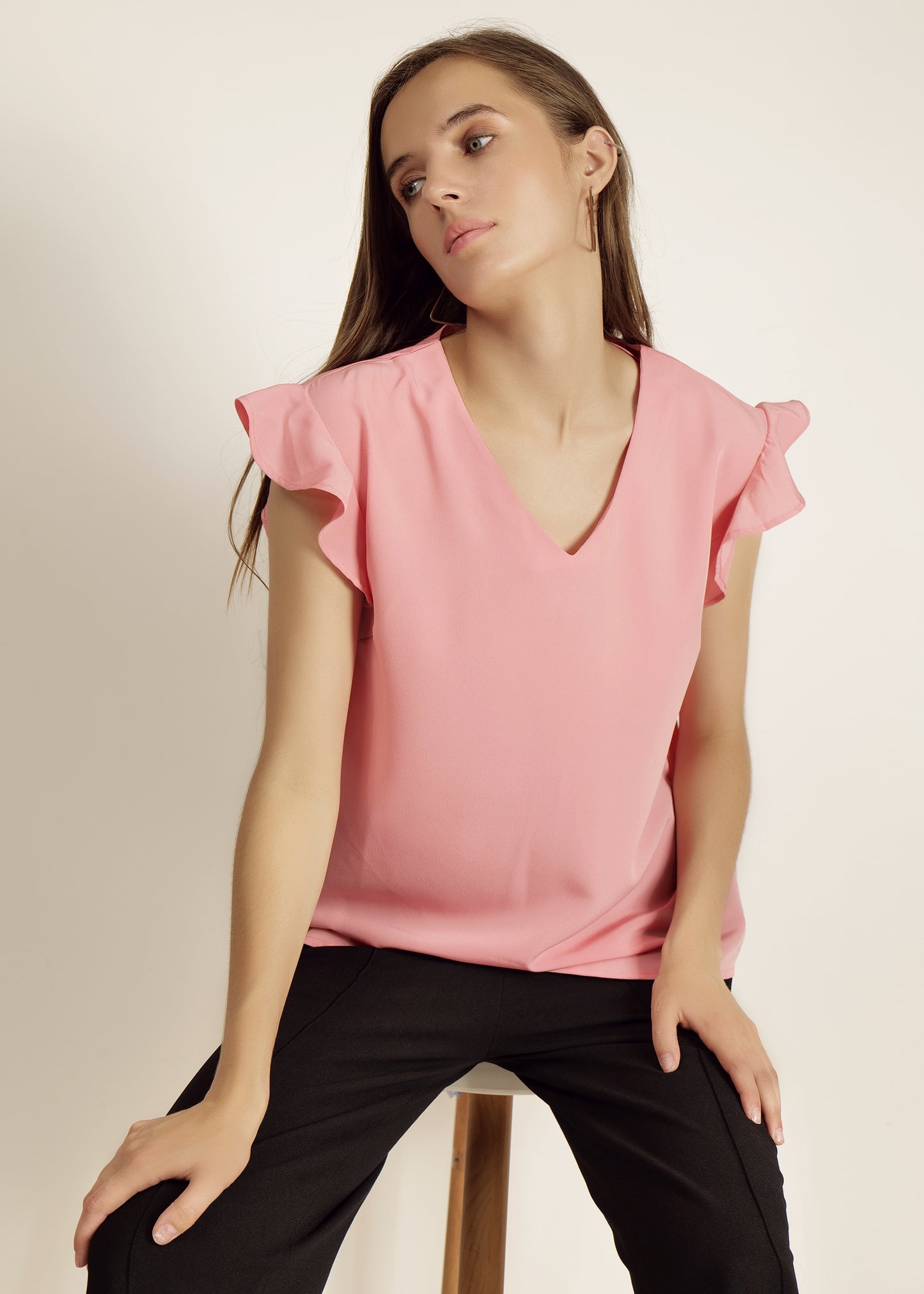 Saava Coral Pink Cap Sleeve Top