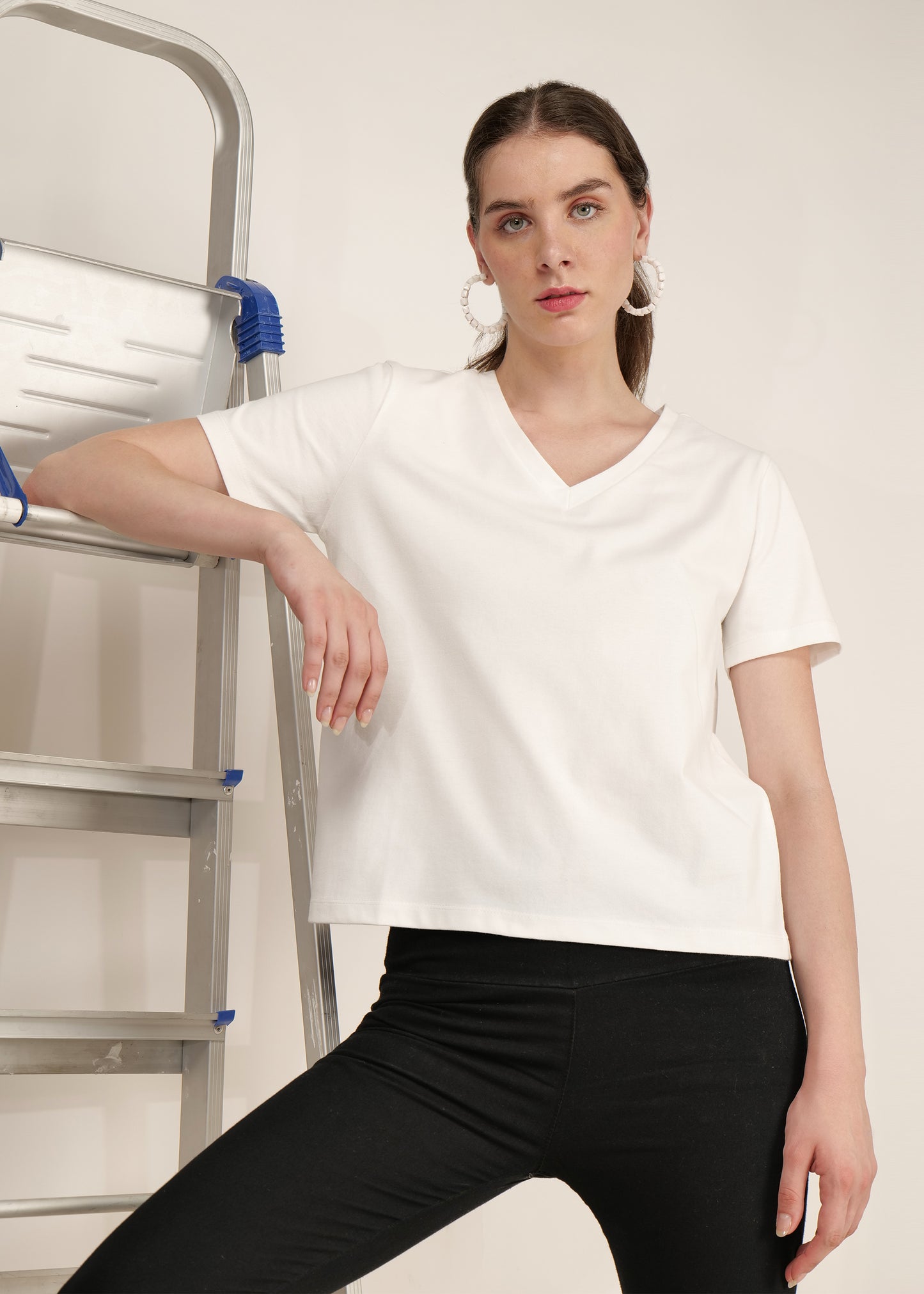 Casual wear for Women / Girls Short Sleeve Solid Cotton Lycra White