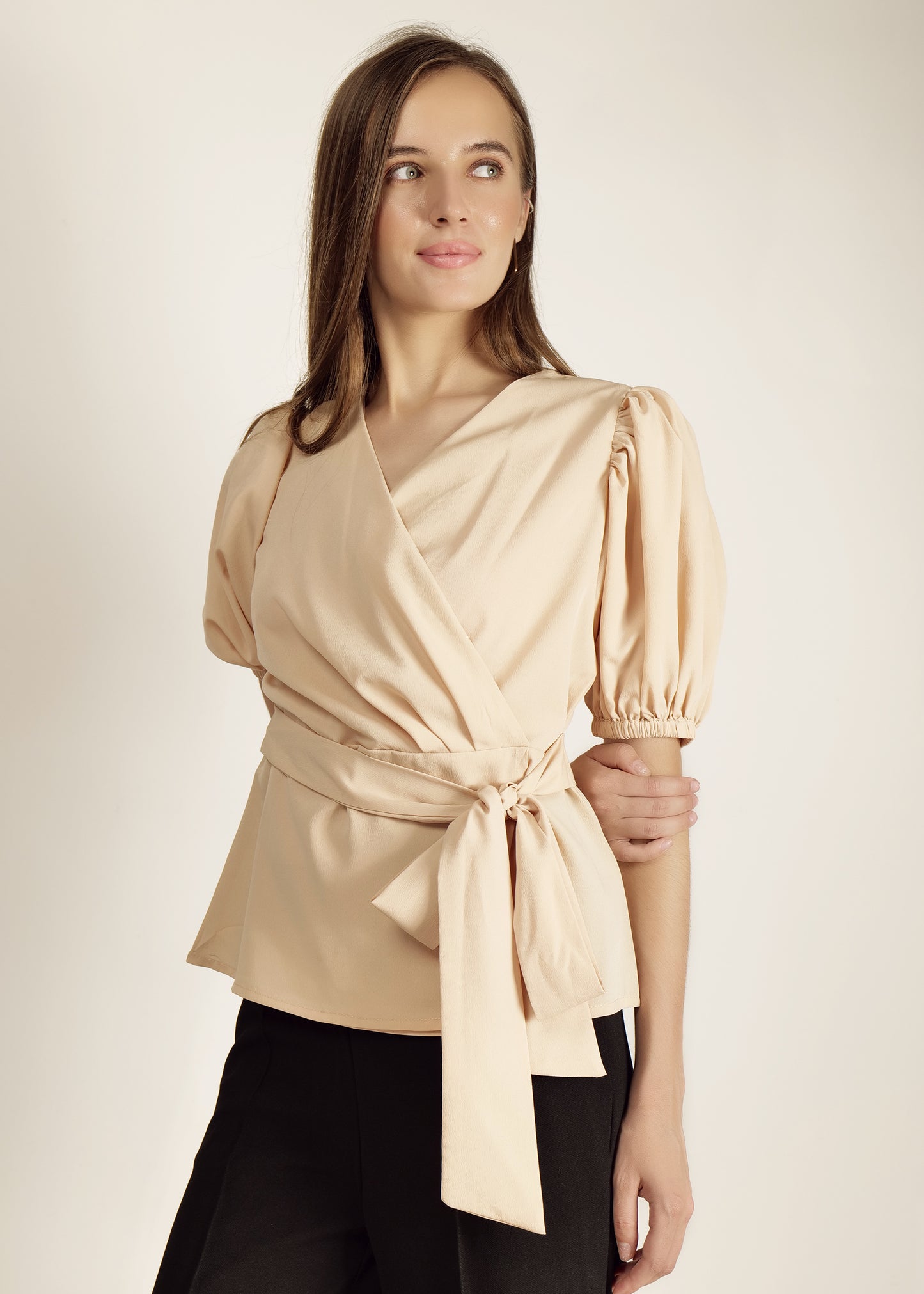 Saava Beige Puff Sleeve Top