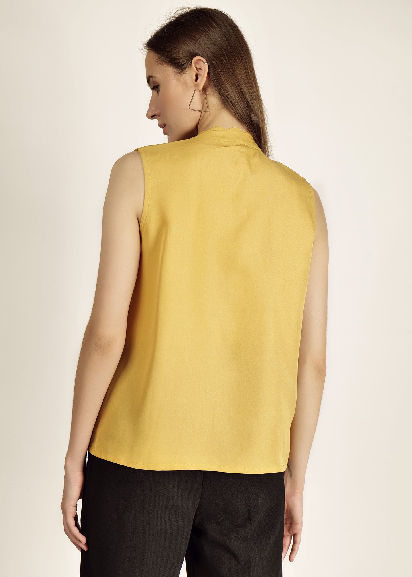 Saava Mustard Yellow Buttoned Sleeveless Top