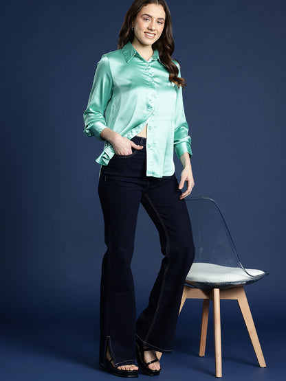 Women's Full Sleeve Satin Shirt