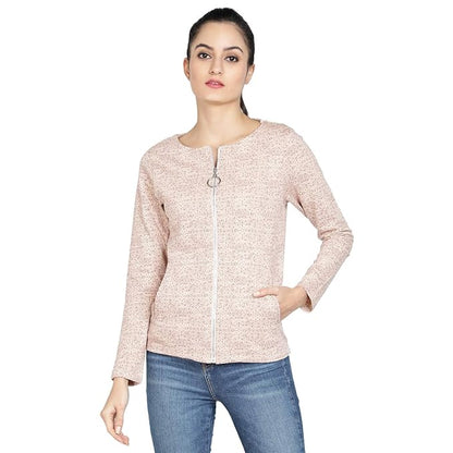 SAAVA Women's Full Sleeve Jacket/Sweatshirt with Ring Puller Zipper