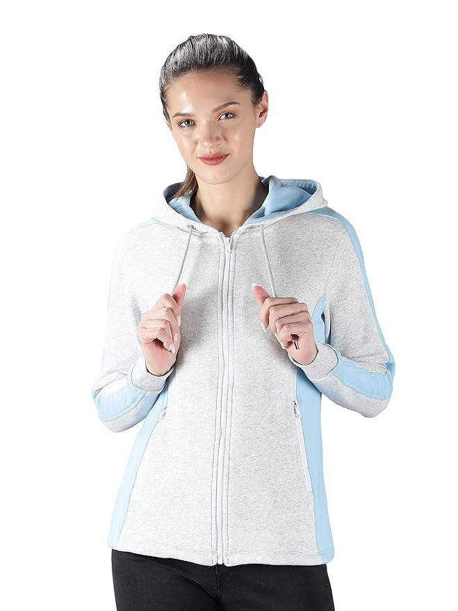 Women Solid Regular Jacket with Hoodie - Blue