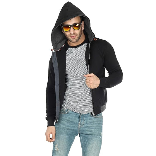 Men's Knitted Black Poly Cotton Stylish & Fashionable Jacket