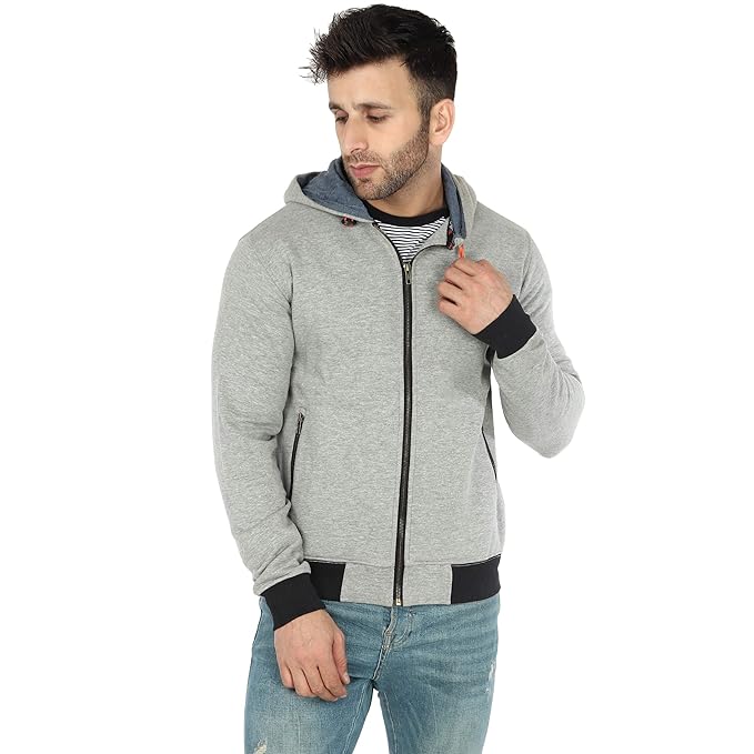 Men's Knitted Grey Milange Poly Cotton Stylish & Fashionable Jacket