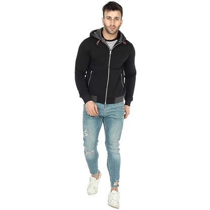 Men's Knitted Black Poly Cotton Stylish & Fashionable Jacket