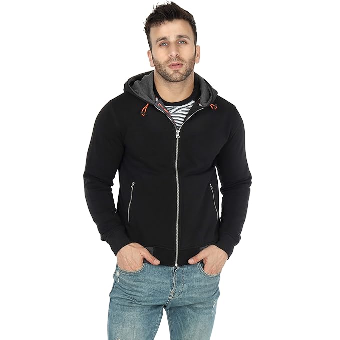 Men's Knitted Black Poly Cotton Stylish & Fashionable Jacket