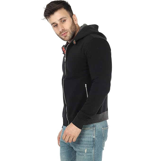 Men's Knitted Vharcoal Milange & Black Poly Cotton Stylish & Fashionable Jacket