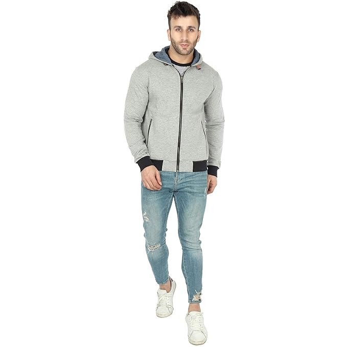 Men's Knitted Grey Milange Poly Cotton Stylish & Fashionable Jacket