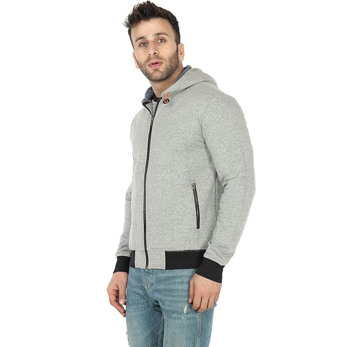 Men's Knitted Grey Milange Poly Cotton Stylish & Fashionable Jacket