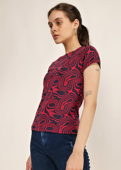 Women Round Neck T-Shirt Casual wear Short Sleeve Printed Cotton poly Lycra